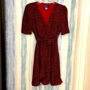 Burgundy tiger print envelope dress